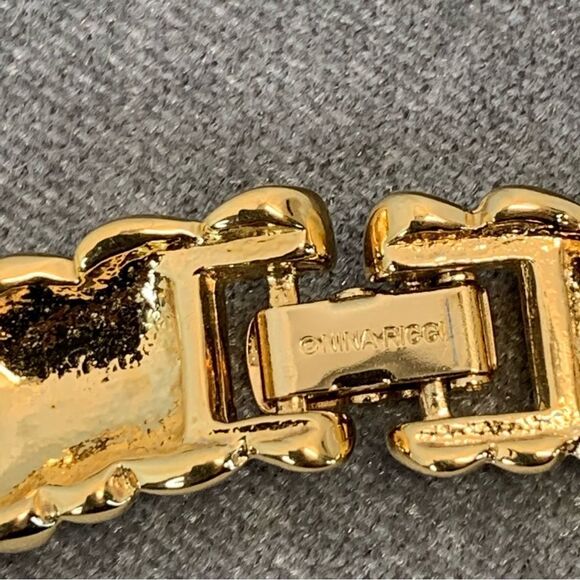 𝅺VINTAGE Nina Ricci gold tone Crystal rhinestone choker necklace adjustable - Picture 7 of 10